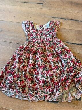 SweetHoney Pink and Green Floral Dress for Kids